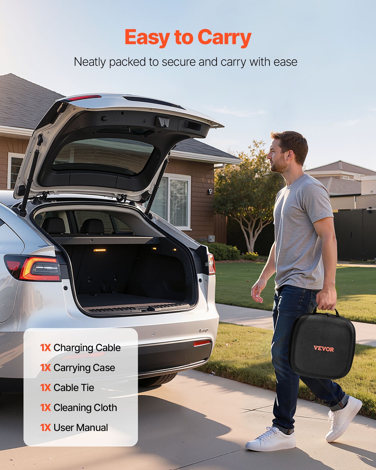 VEVOR EV Charger Extension Cable for Tesla Extension Cord 48A 21 ft 240V 11.52kW