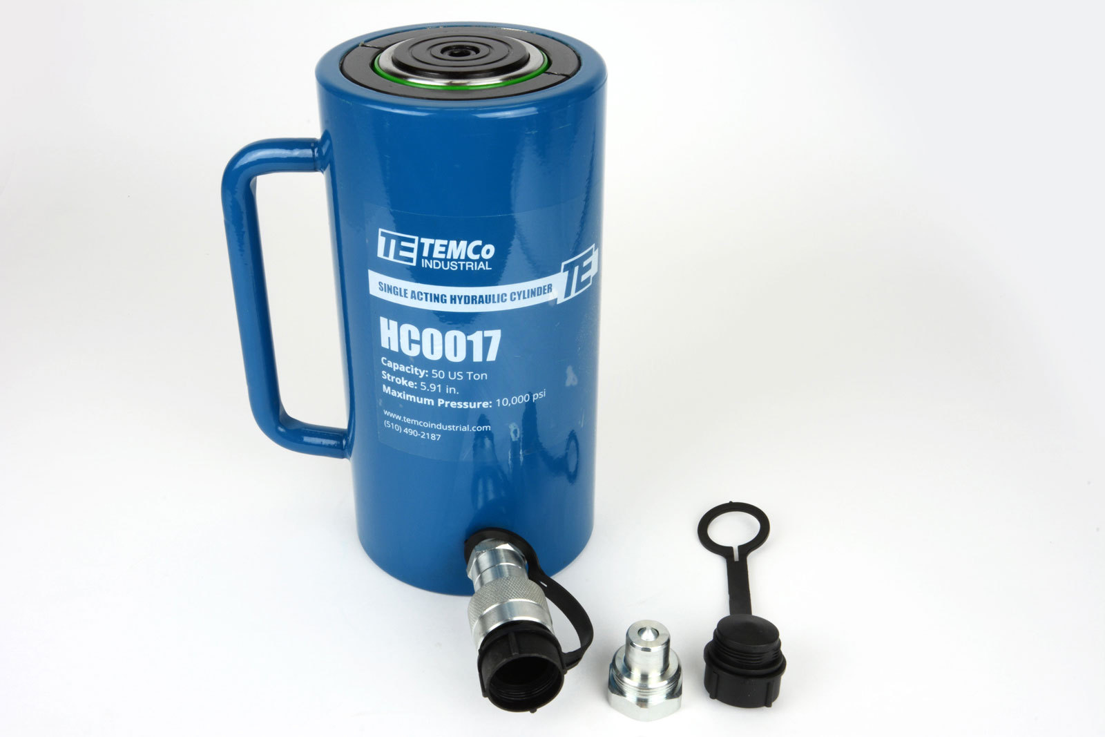 TEMCo HC0017 - Hydraulic Cylinder Ram Single Acting 50 TON 6" Inch Stroke