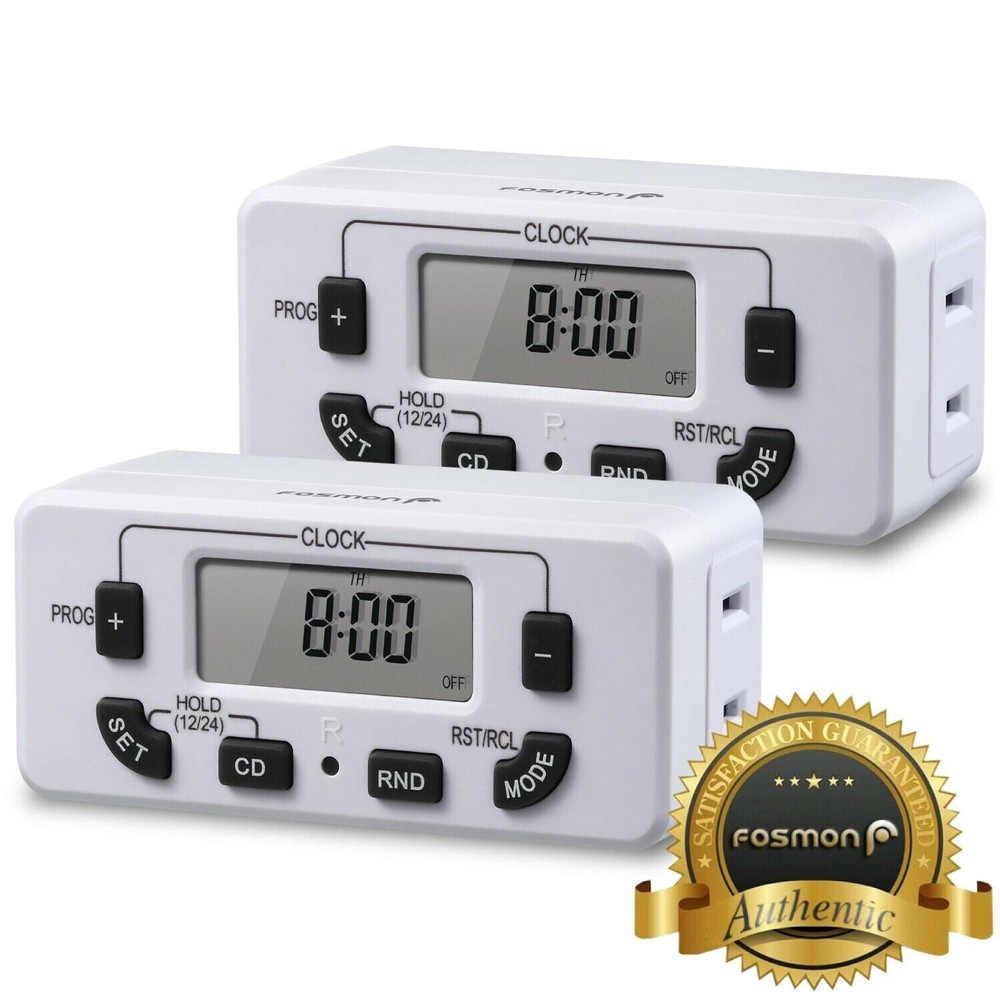 2x Indoor 7 Day 24hr Programmable Digital Wall Outlet Light Timer Plug In Switch