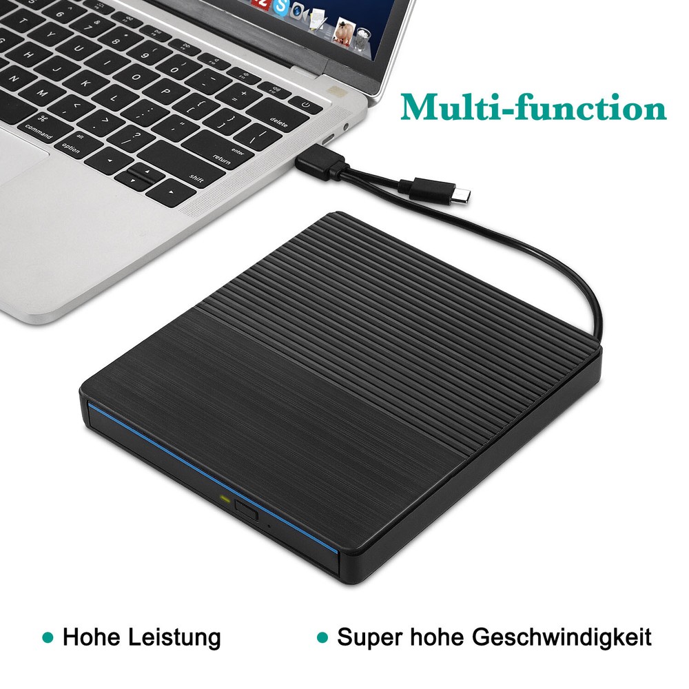 USB 3.0 Type-C External Optical Drive CD Burner CD/DVD Player TF/SD Card Reader