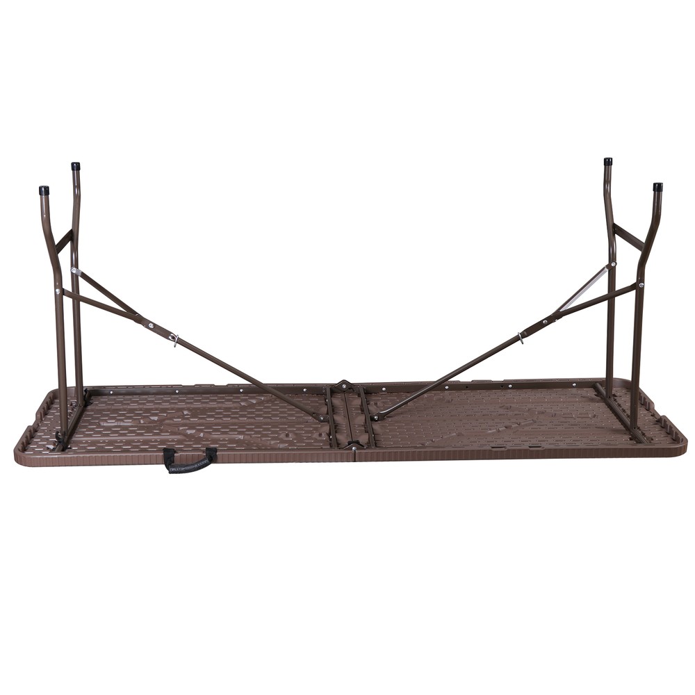 6ft Folding Table Portable Foldable Card Table Fold-in-Half Utility Table Brown
