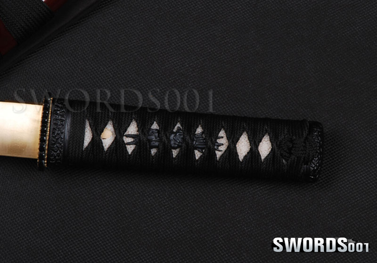 Self-defense Samurai Tanto Knife Carbon Steel Japanese Sword Dark Red Scabbard