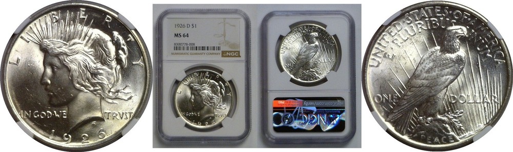 1926-D Peace Dollar   NGC MS-64