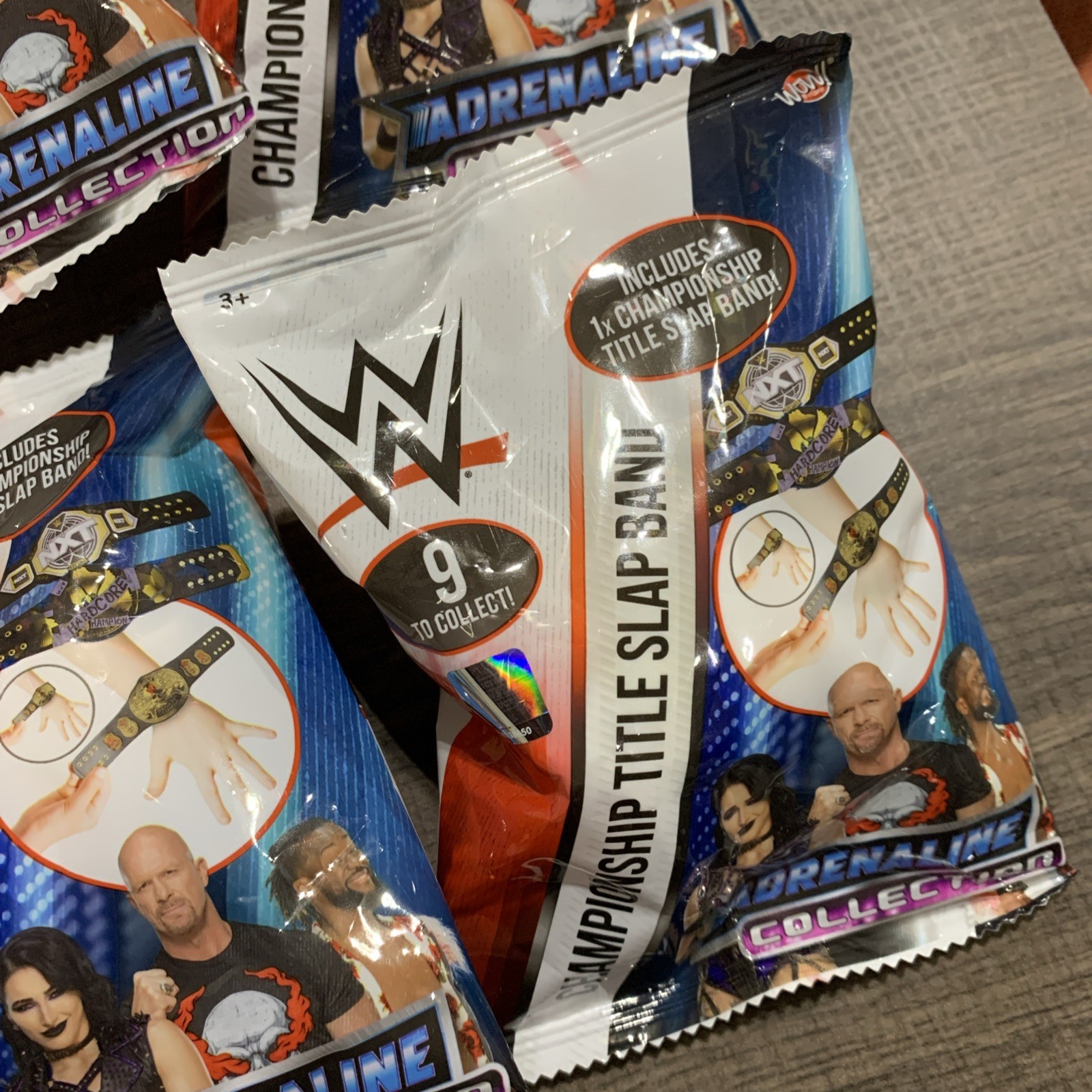 WWE Championship Title Slap Band ADRENALINE COLLECTION Lot of 10 SEALED BAGS