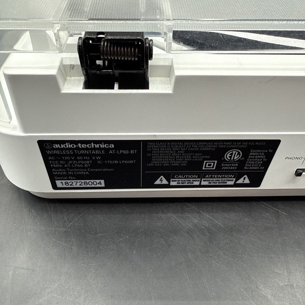 Audio-Technica AT-LP60-BT Automatic Bluetooth Turntable White Tested Working