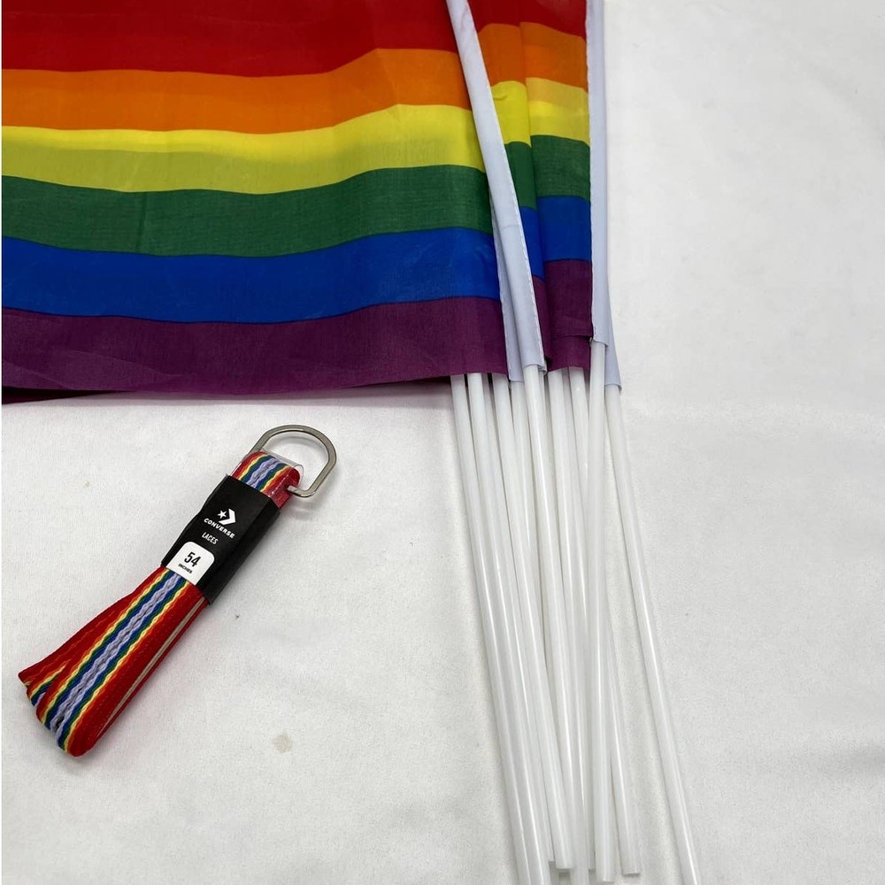 Rainbow Pride 12 Flags and 54" Converse Rainbow Laces
