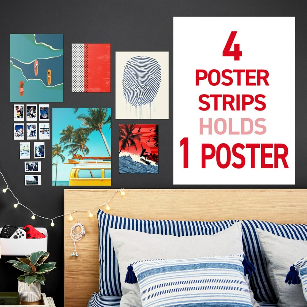 Damage-Free Poster Strips for Easy Wall Hanging | 400 Command Strips