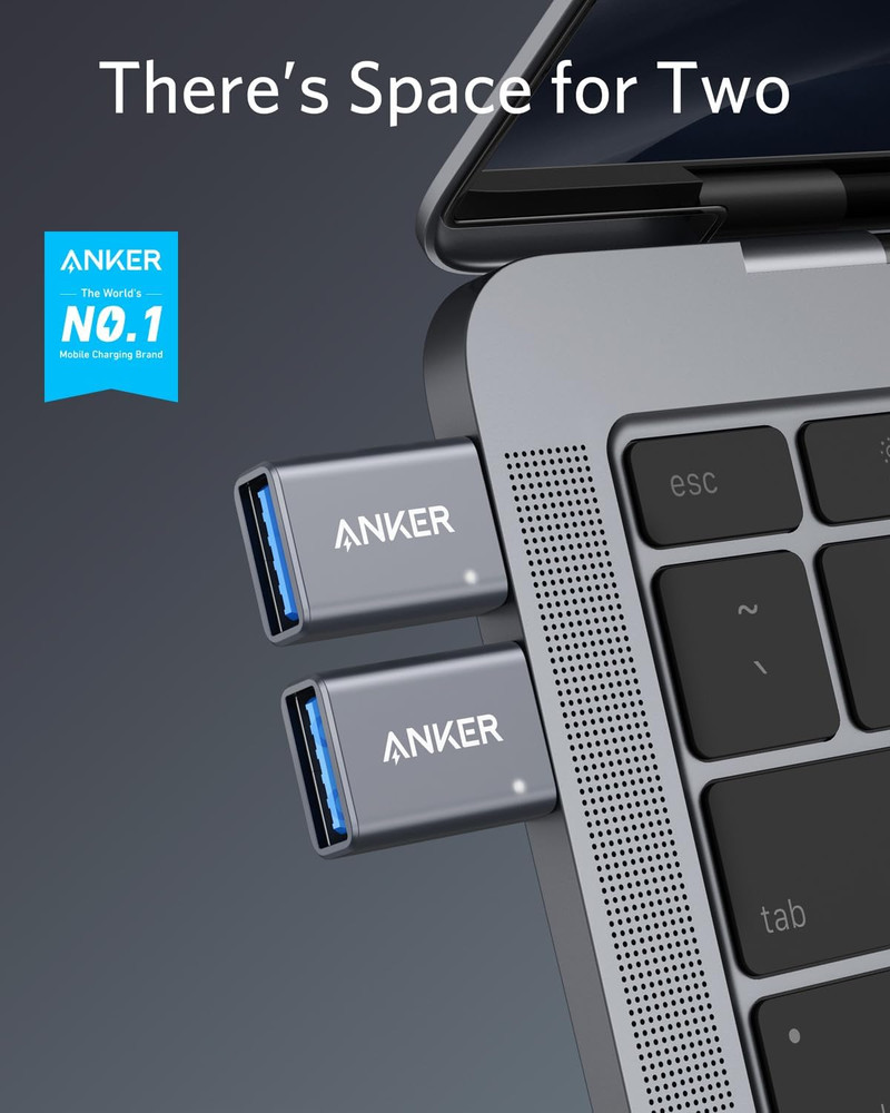 Anker USB C Adapter (2 Pack), USB C to USB Adapter High-Speed Data Transfer for