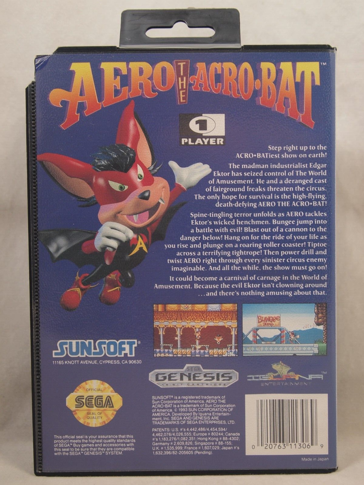 Aero the Acro-Bat Case (Sega GENESIS) Authentic BOX ONLY