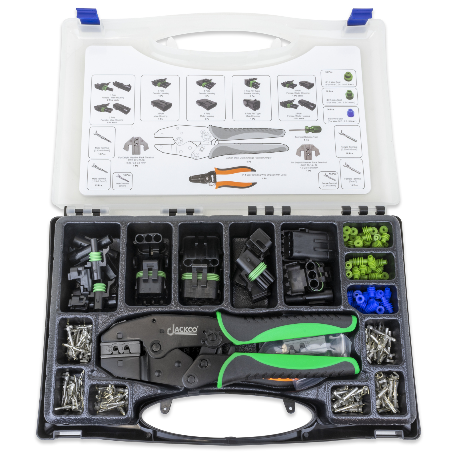 225pc Delphi Weather Pack Terminal Ratcheting Crimping Tool & Connector Kit