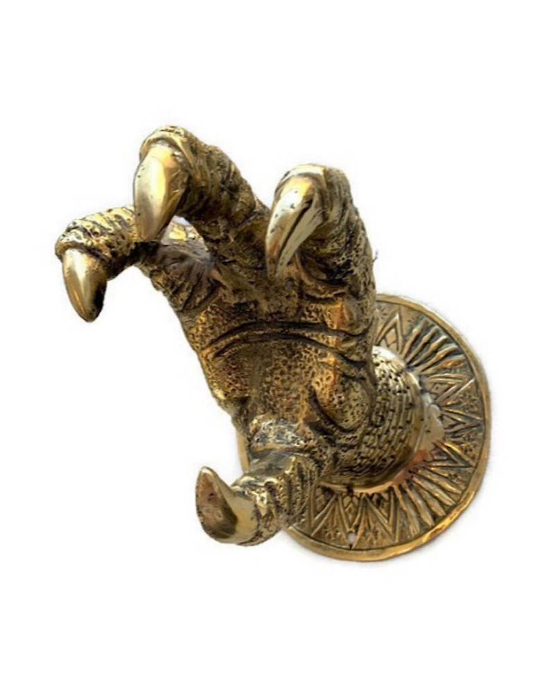 Large Claw wall hook door handle 7 “ solid hollow aged 18 cm heavy brass pull