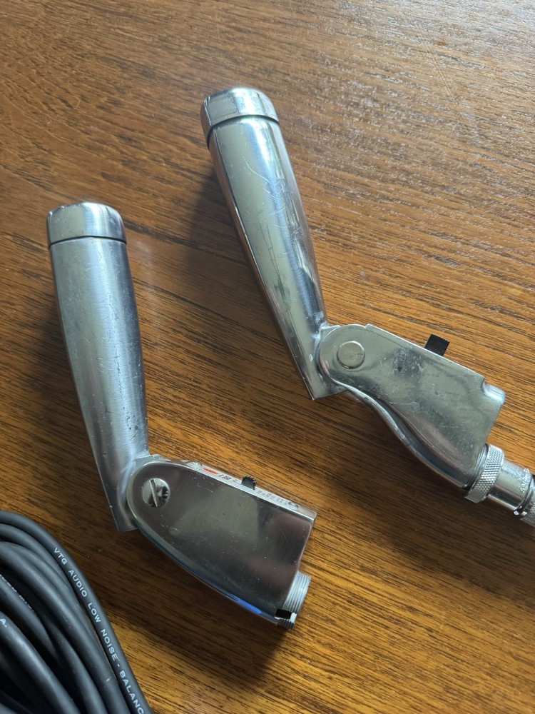 VINTAGE ELECTRO-VOICE MODEL 623 DYNAMIC MICROPHONE Pair Tested Works Art Deco