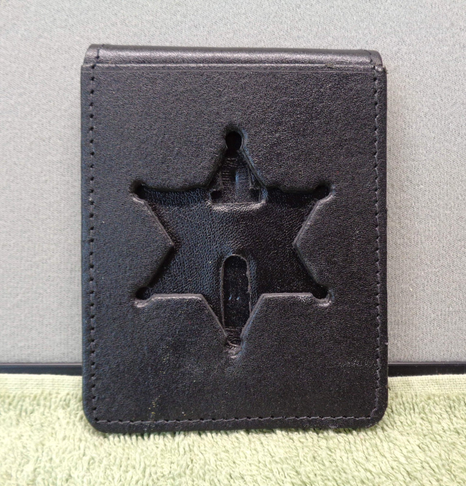 6 Point Star Badge Holder- Black- Hook & Loop Closure Over Belt