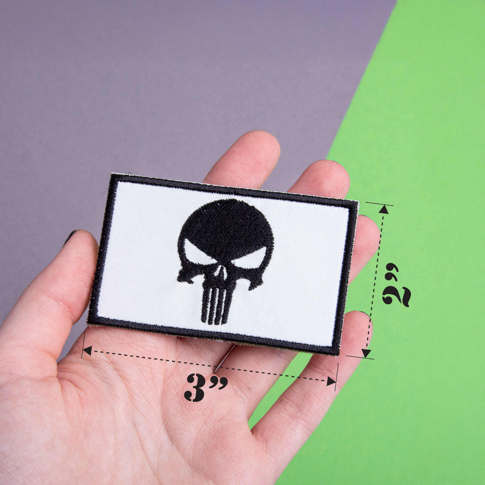 2Pcs Glow-in-the-Dark Skull Patch Set – Embroidered Tactical Morale Patches