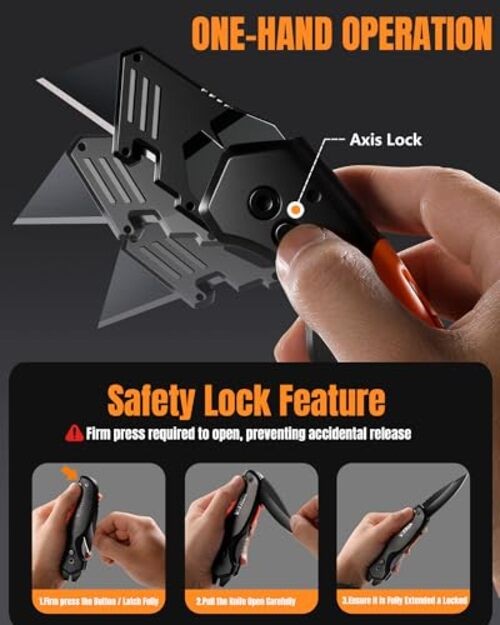4-in-1 Multitool Folding Utility Knife Box Cutter, Multi-Knife Folding Knife