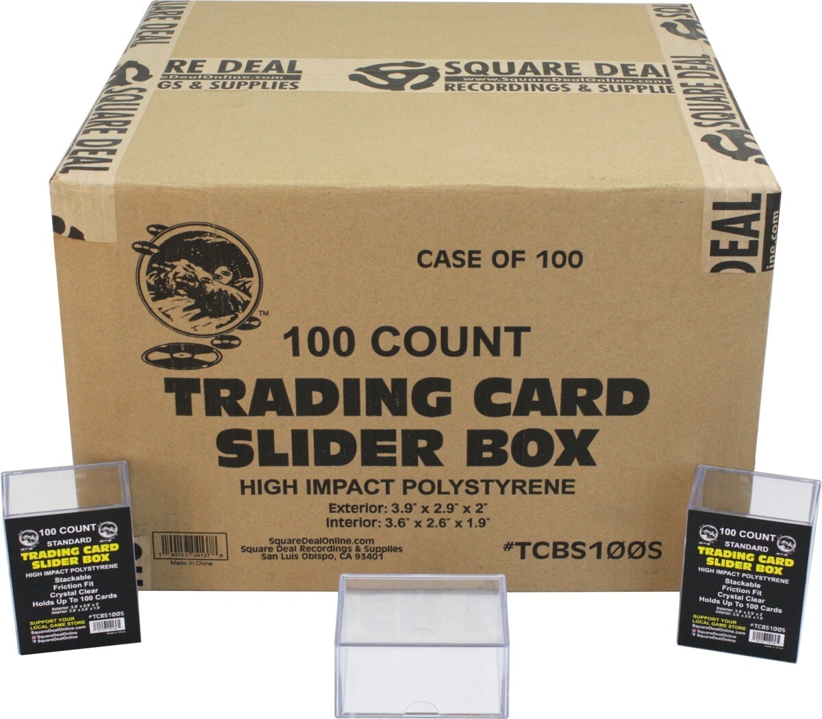 (100) TCBS100S Trading Card Slider Boxes Ultimate Protection Crystal Clear NEW