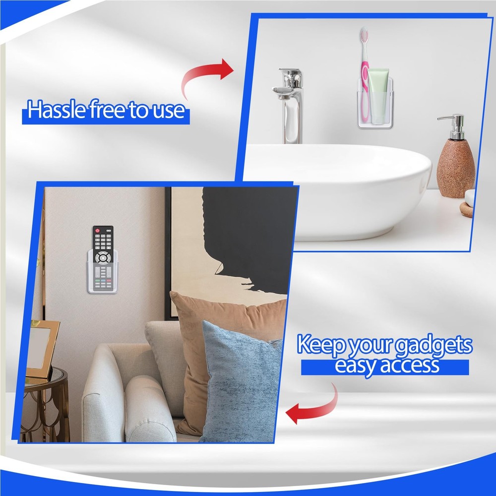 12 Pcs Remote Control Holder Wall Mount Self Adhesive TV Controller Holder Tr...