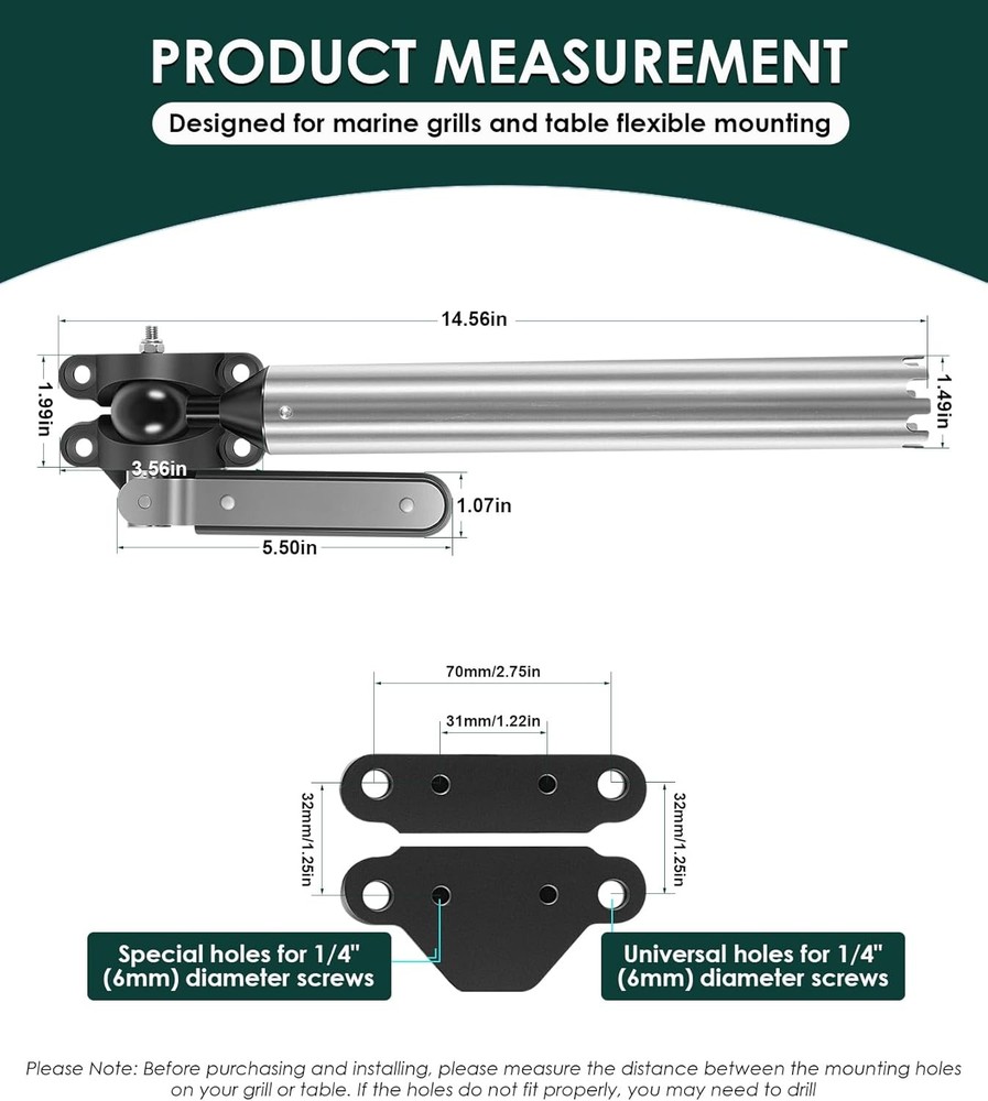 for Magma Rectangular Grills T10-355 All-Angle Adjustable Fish Rod Holder