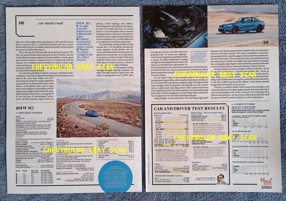 2016 BMW M2 Road Test Info Article "Pouring It On"