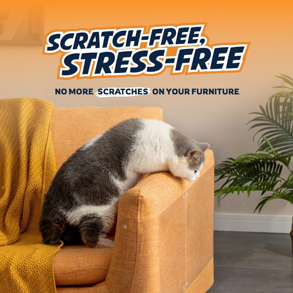 Couch Protector from Cat Claws, 8-Pack, Heavy Duty & Transparent Cat Couch Pr...