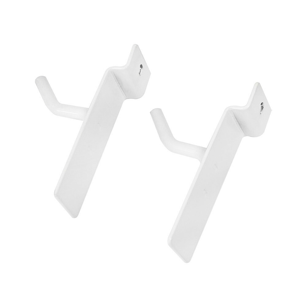 1" Slatwall Hook Panel Display Hooks, 1/4" Thickness Metal, White - PACK 25