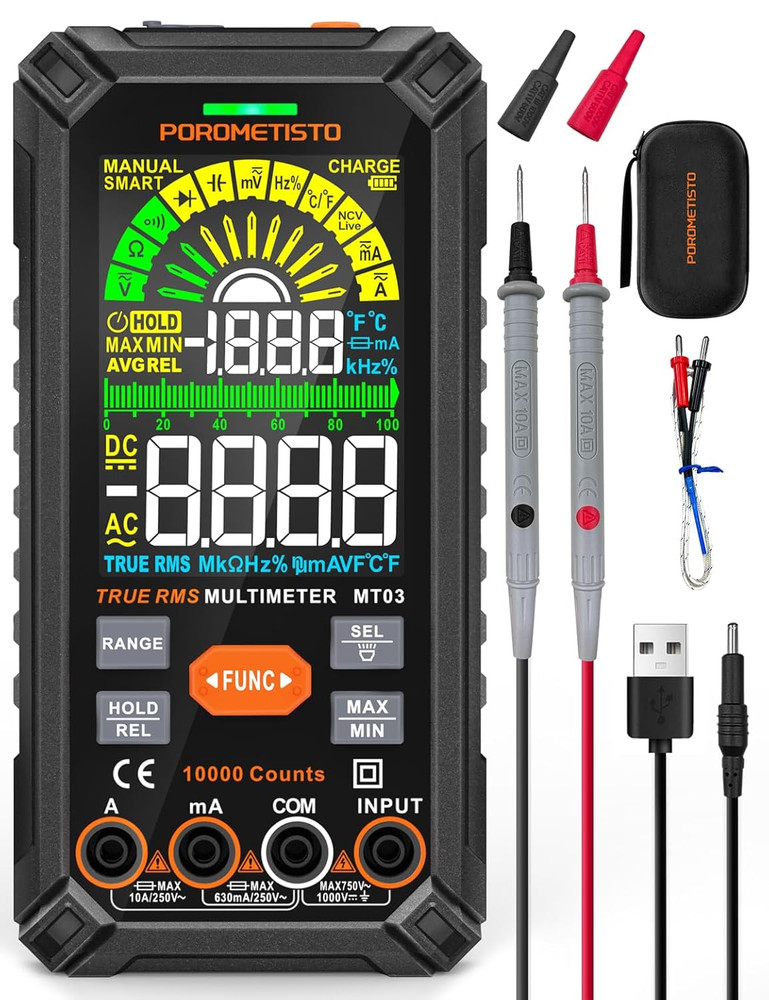 Digital Multimeter Tester 10000 Counts, Smart Multimeter Rechargeable, Auto-Rang