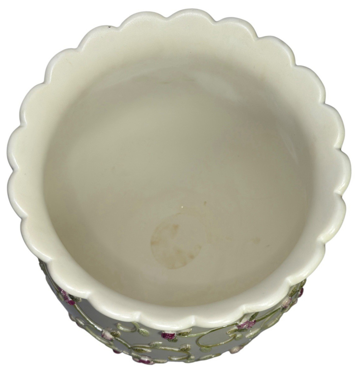 Wamsutta Rosebuds Wastebasket Resin Trash Can Shabby Chic Rose Floral Romantic