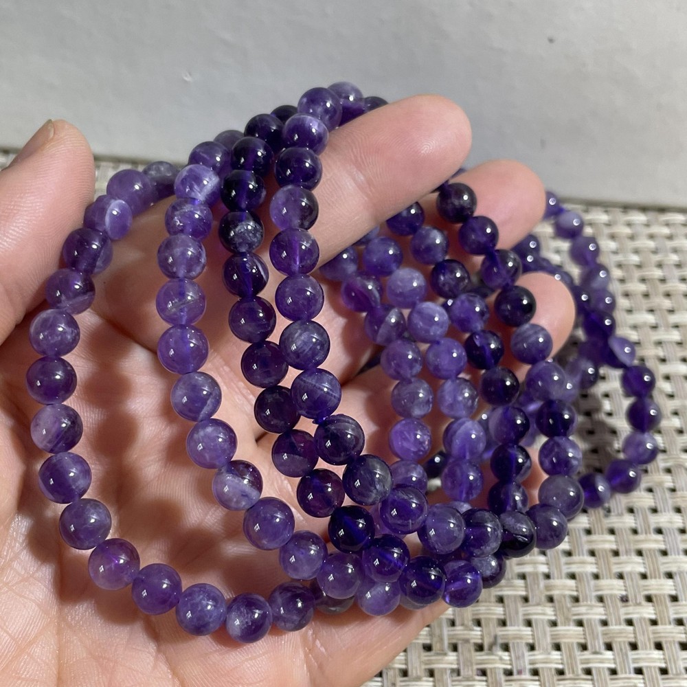 10 string 6mm Natural dreamy amethyst bracelet elastic rope
