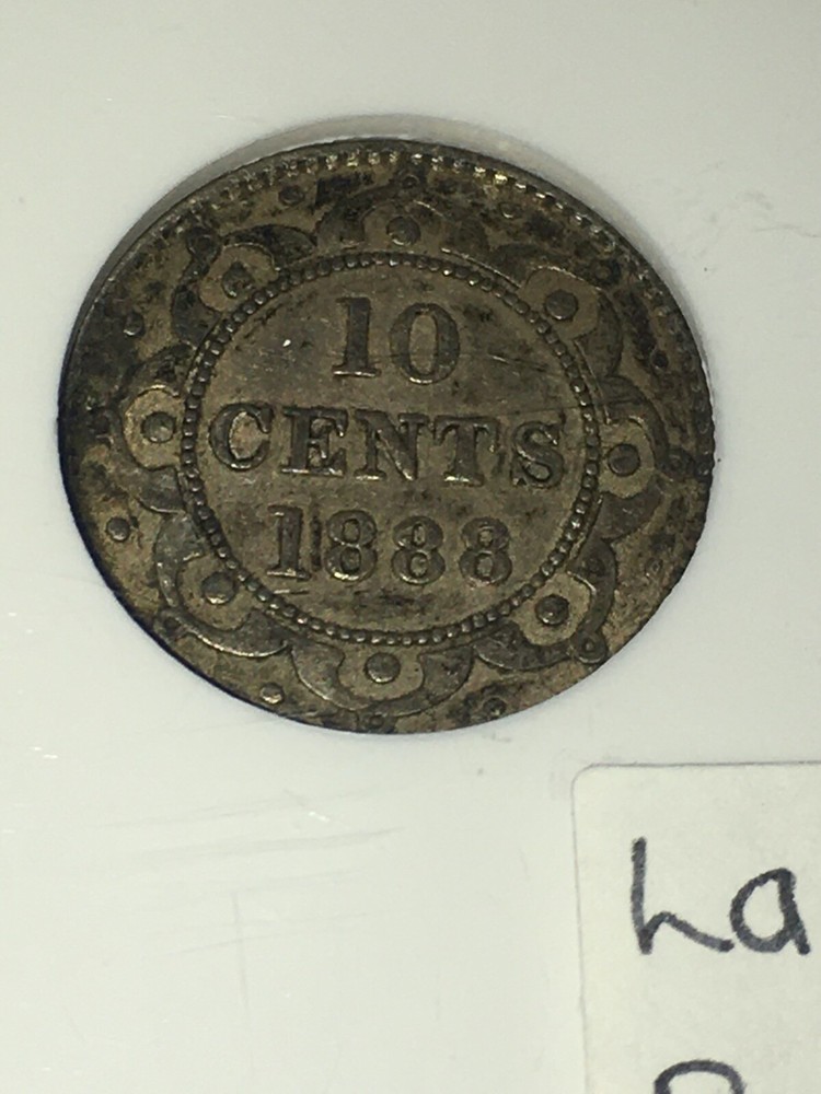 1888 Newfoundland, ¢10 Cent, NGC Graded, **EF-45** Last "8" Doubled