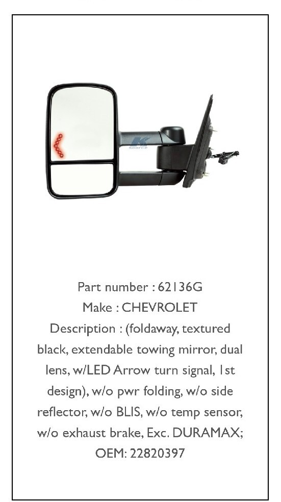 Door Mirror-Vortec Left K Source 62136G