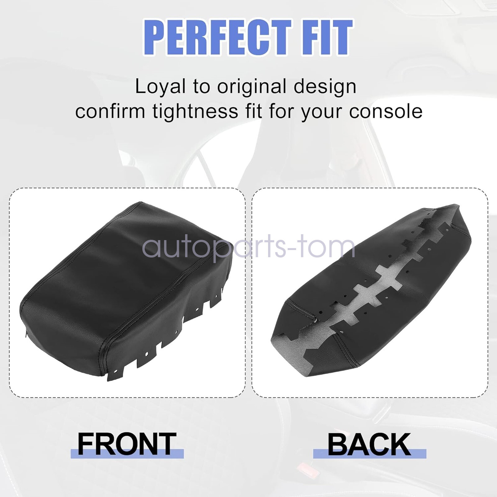 FOR 2013-2018 Nissan Altima Black Leather Center Console Armrest Cover