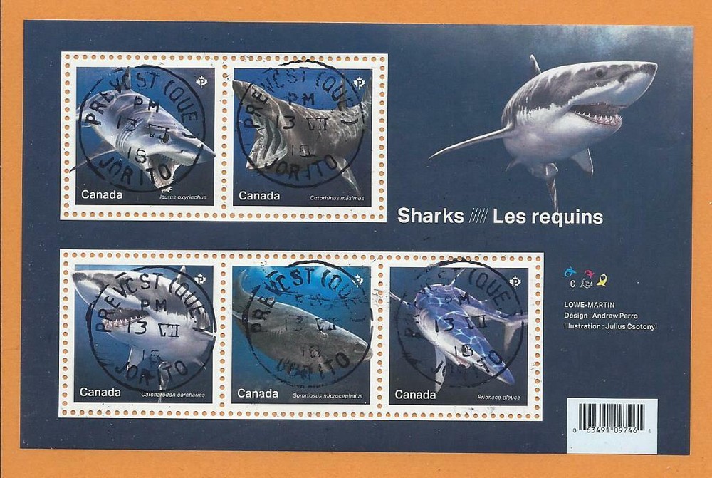 2018 Sharks Souvenir Sheet CDS Cancel USED