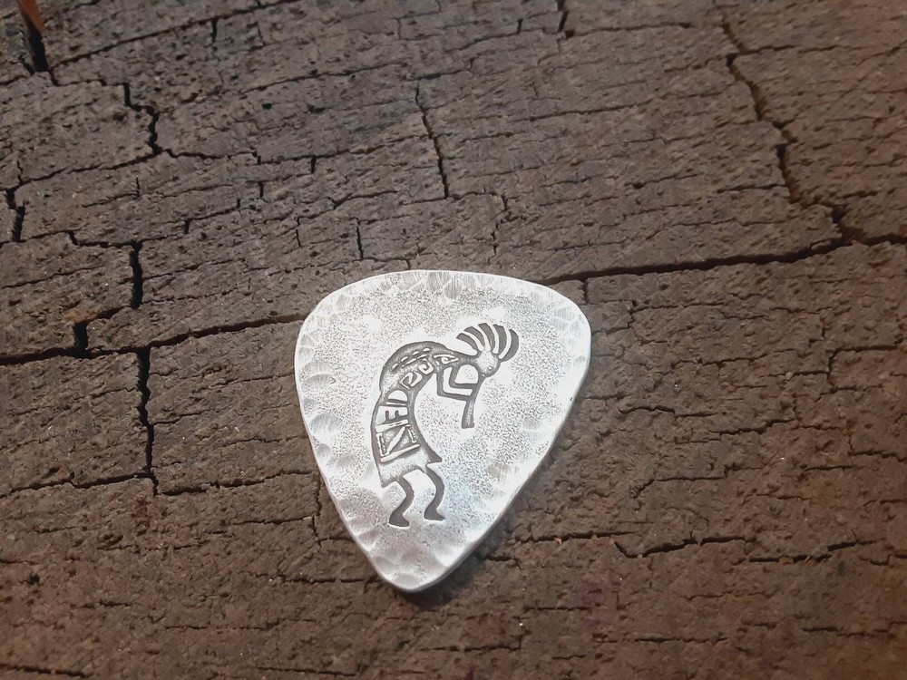 Sterling silver guitar pick with kokopelli - playable