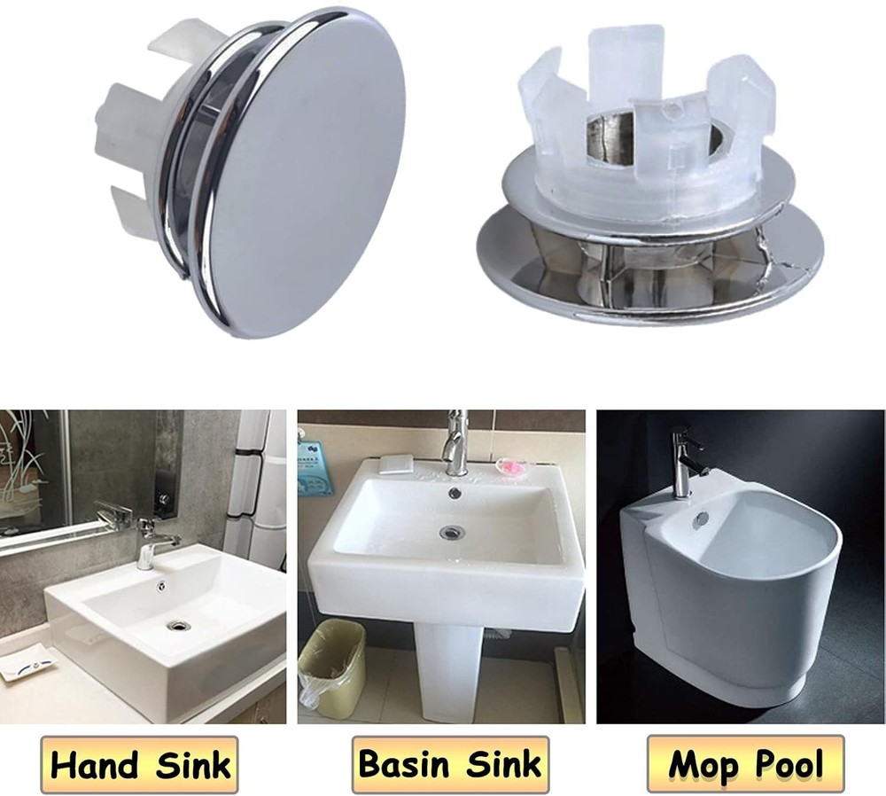 4 Pack Sink Basin Overflow Trim Ring Solid Brass Bathroom Silver