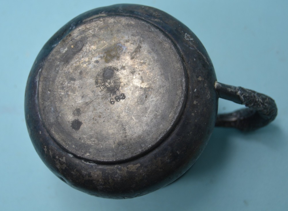 old E.G .WEBSTER & SONS Quadruple Silverplate Cream PITCHER tarnished