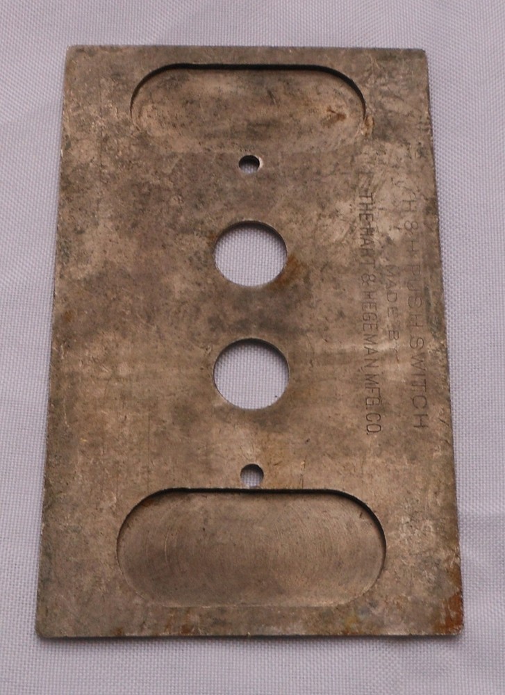 Push Button Single Light Switch Cover Plate Solid Heavy Brass Perkins 4.5 x 2.75