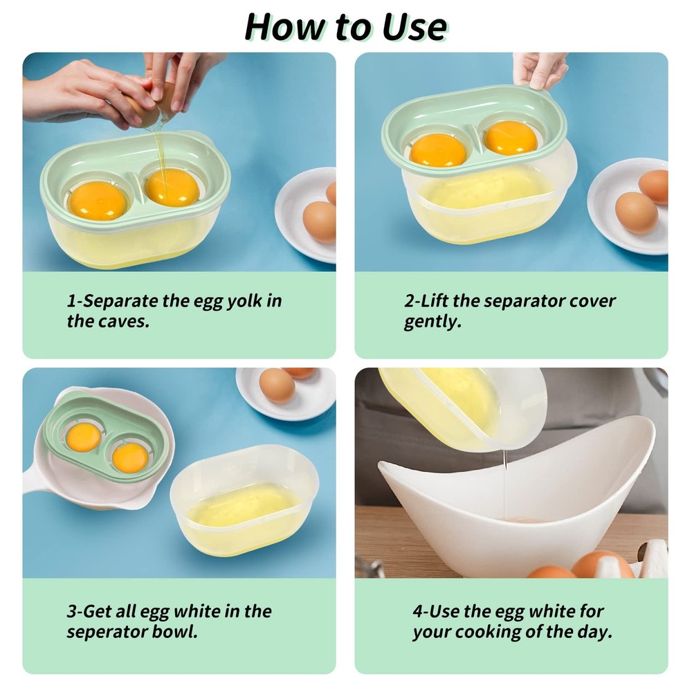Egg White Separator with Egg Beater, Egg Separator Yolk White Separator Egg F...