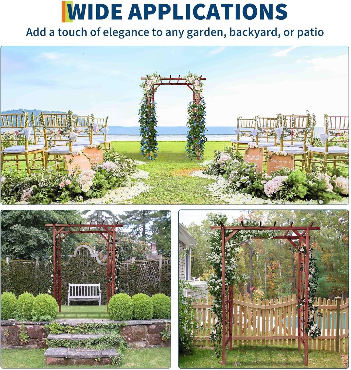 85''/7Ft Outdoor Wooden Garden Arbor Arch Trellis w/Flat Top for Climbing Plants