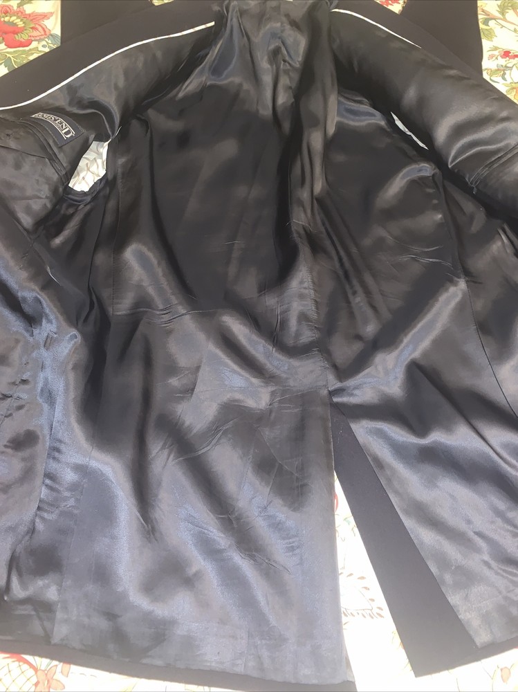 Lands' End Men's Black 100% Wool Blazer Jacket 43L EUC (A3)