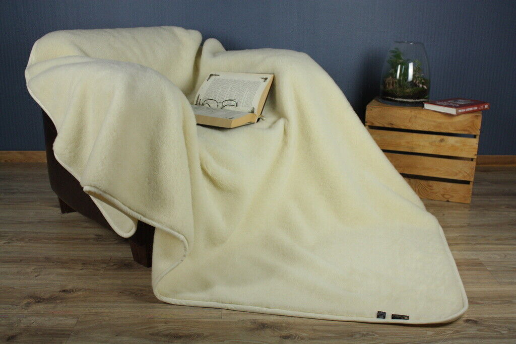 Merino Wool Blanket All sizes WOOLMARK 100% Natural throw
