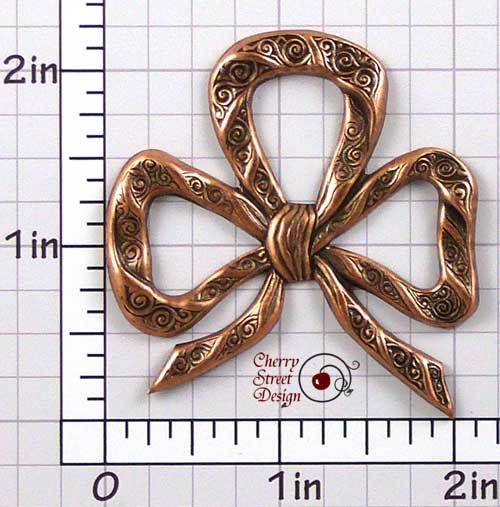 2 Large Scroll Bow Stampings Ox Copper Plated Brass 1450co2