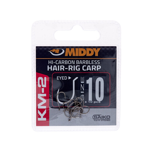 Middy KM-2 Hi-Carbon Barbless Hooks 10's