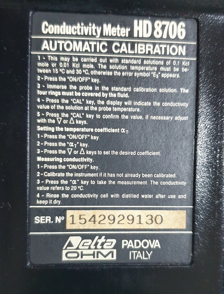 DELTA OHM CONDUCTIVITY METER HD8706