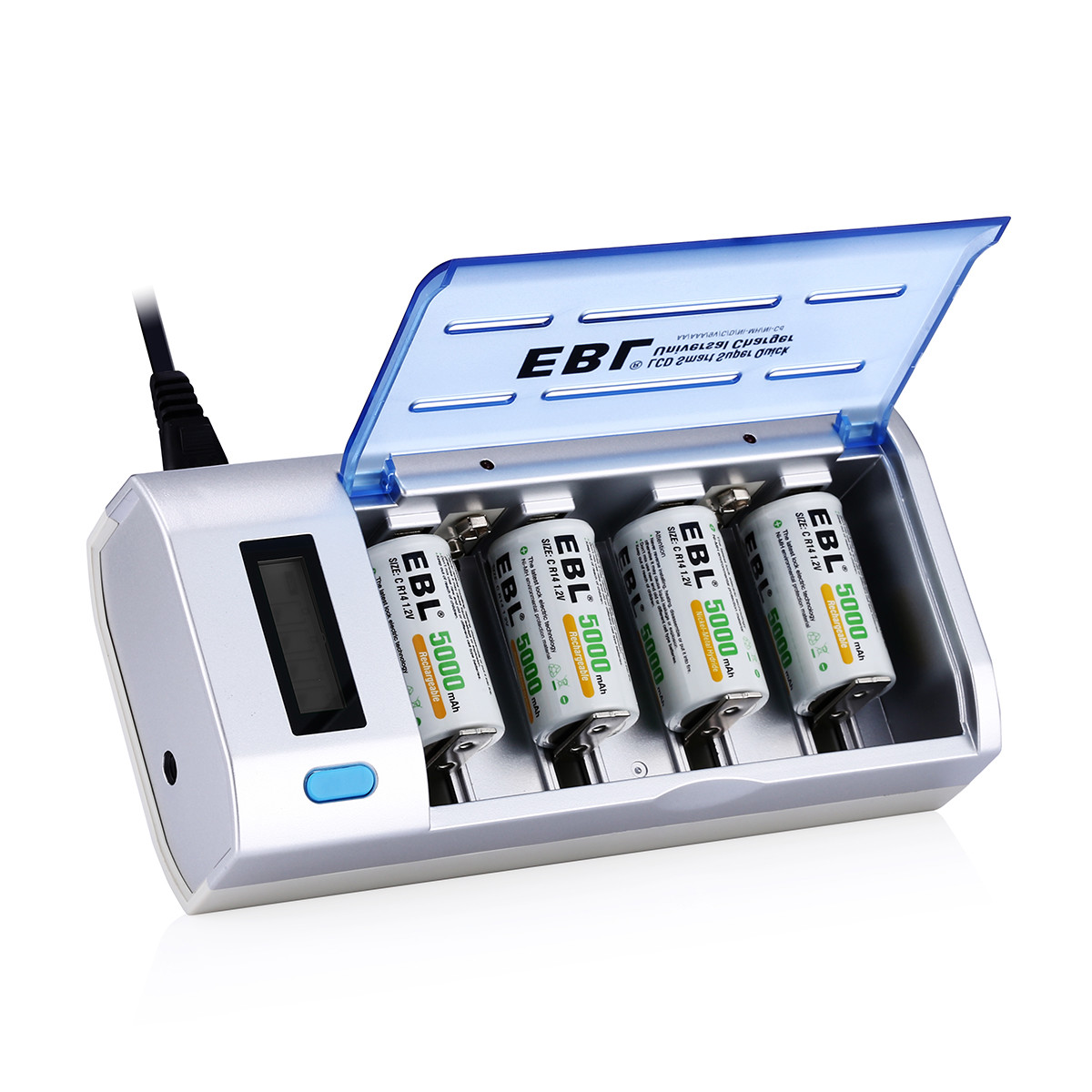 LCD Smart Battery Charger For AAA AA C D 9V Ni-MH Ni-CD Rechargeable Batteries