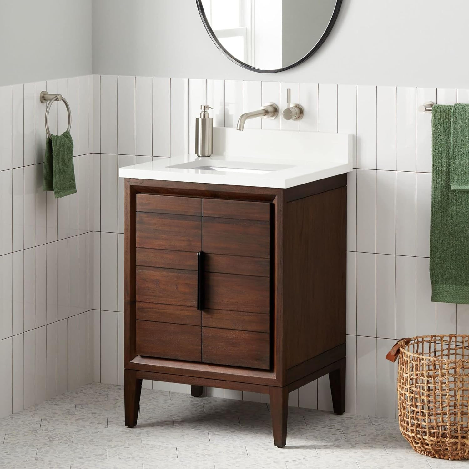 Signature Hardware 482477 Aliso 24" Freestanding Teak Single Basin Vanity -