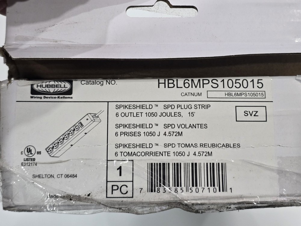 HUBBELL SPICKEDSHIELD HBL6MPS105015 6 OUTLETS