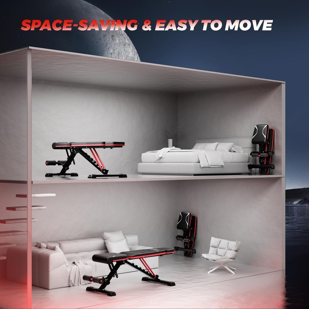 Adjustable Weight Bench with Headrest 750LBS Weight Capacity