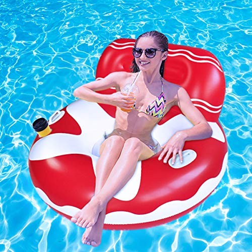 Pool Lounger Float for Adult, Float Hammock, mesh Bottom Pool Float, with red