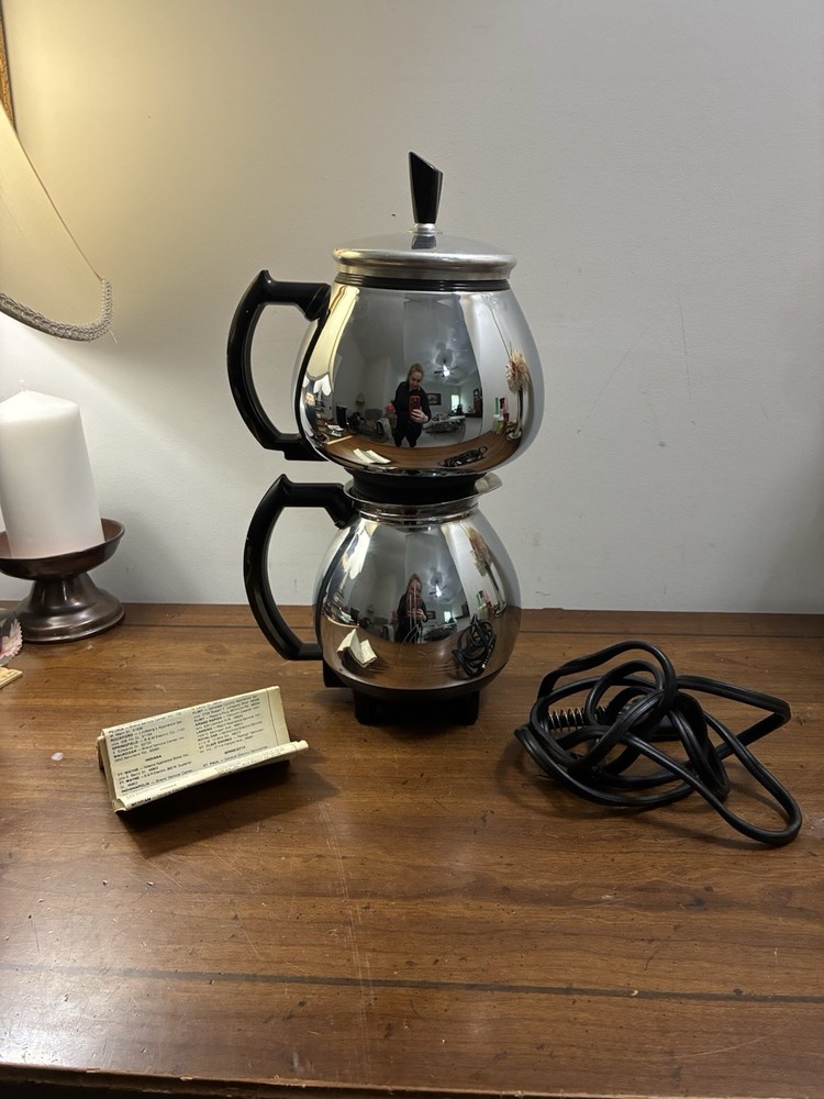 Vtg Sunbeam Coffeemaster C30-A Chrome Automatic Siphon Coffee Pot Double Bubble