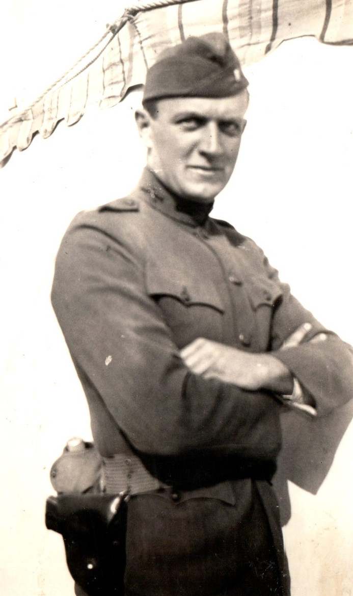 WWI Army Soldier With Pistol Photograph